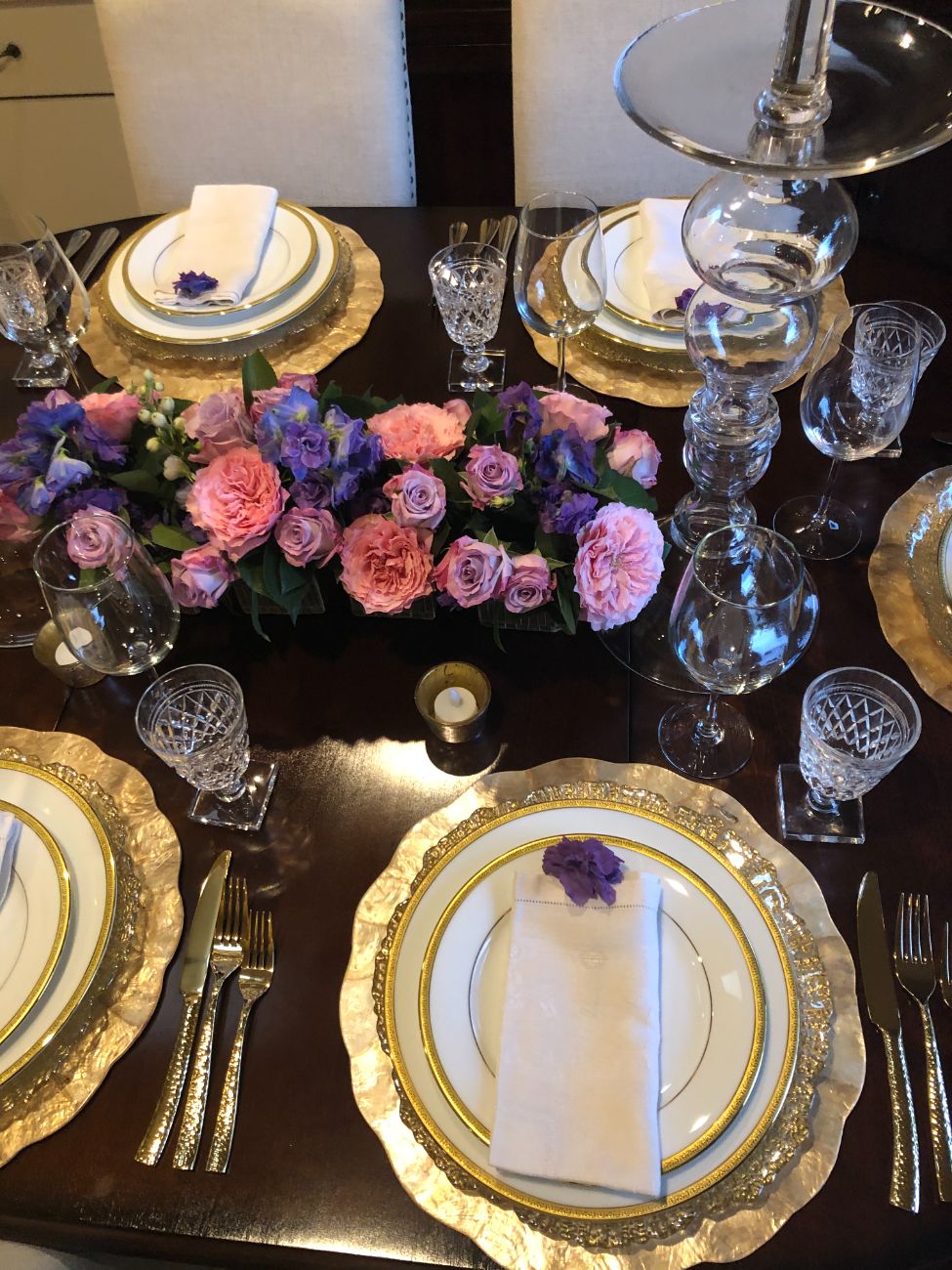 Event tablescape with seasonal florals in Palm Beach